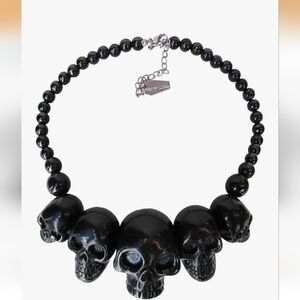 Edgy Black Skull Beaded Necklace